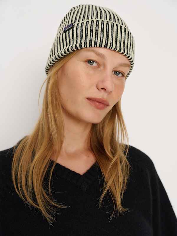 Patagonia Fisherman's Rolled Beanie - Contrast Stripe: Black